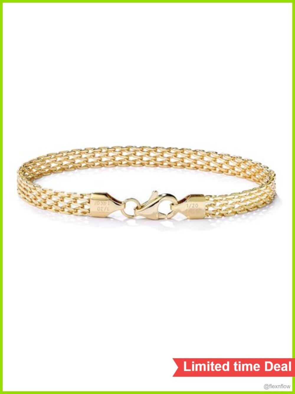 14k Gold Filled 5mm Mesh Link Chain Bracelet for Women Adjustable 6.5-8"